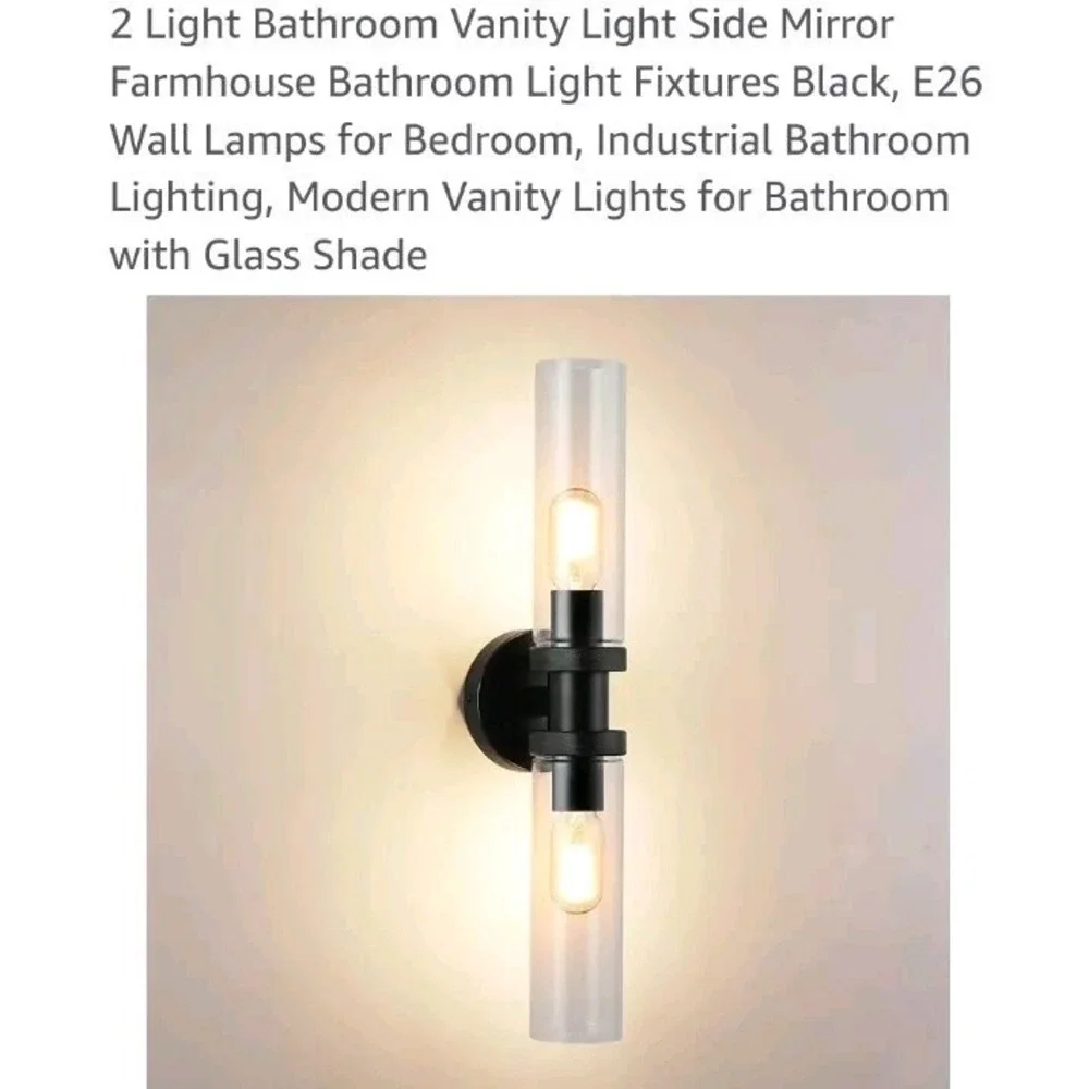 ECOBRT Bathroom Light Fixtures 2-Light Matte Black Bathroom Vanity Light Mode...